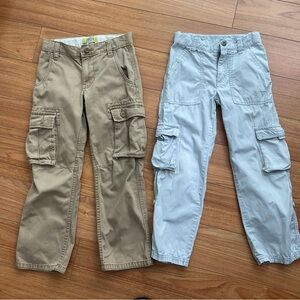 Kids Cargo Pants - Tan and Light Grey Sz 6 Adjustable Waistband